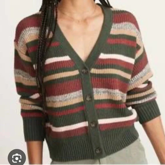 Marine Layer Robin Merino Wool Blend Multi Stripe Crop Cardigan